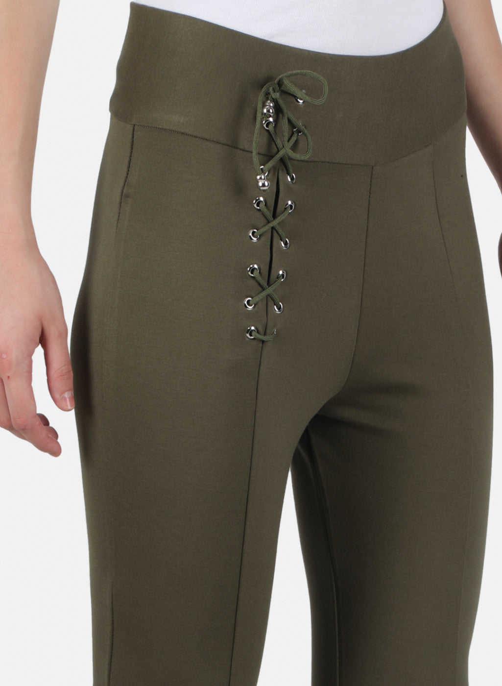 Women Olive Plain Jegging