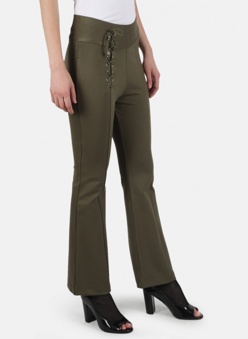 Women Olive Plain Jegging