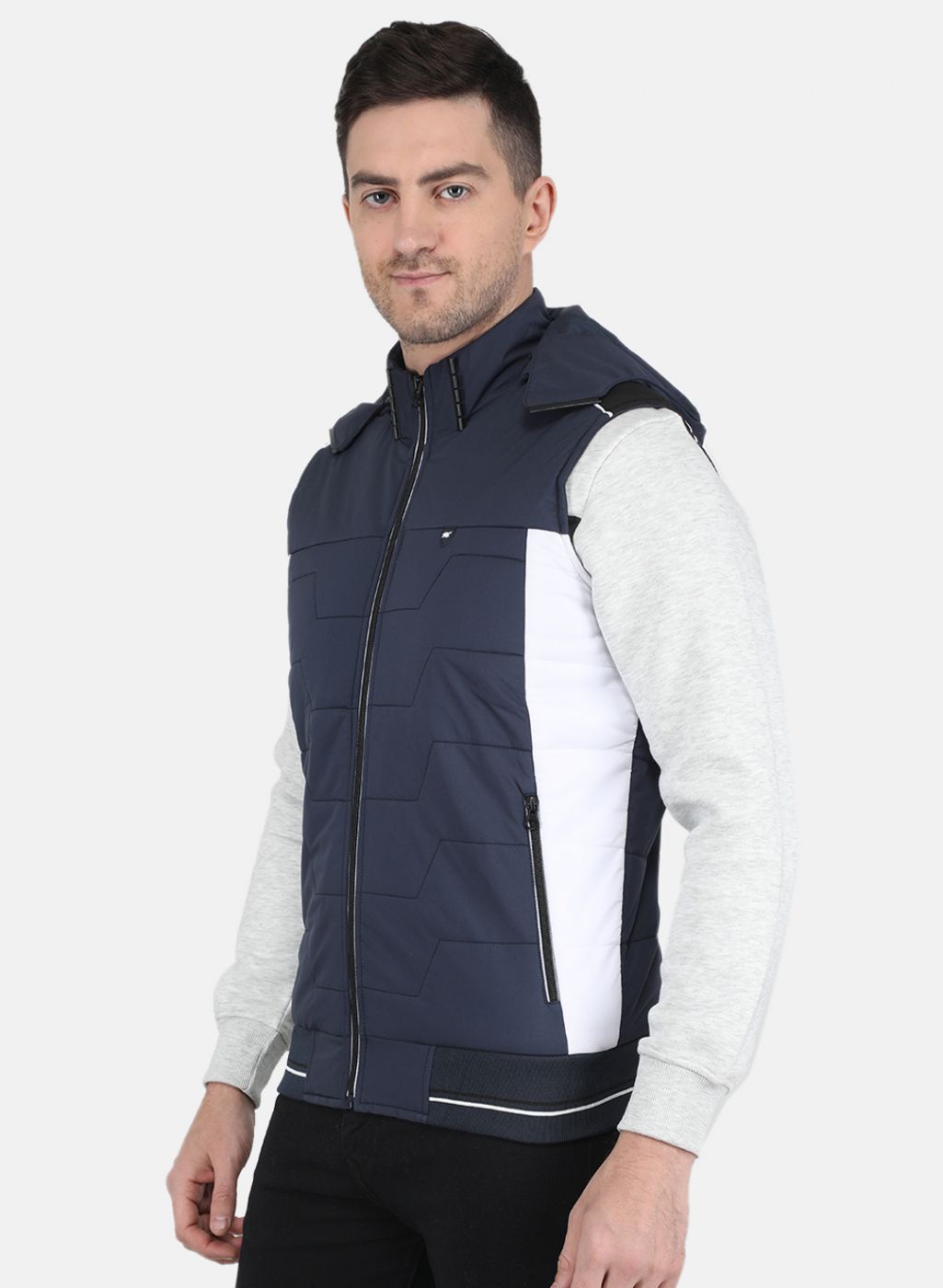Men NAvy Blue Solid Jacket