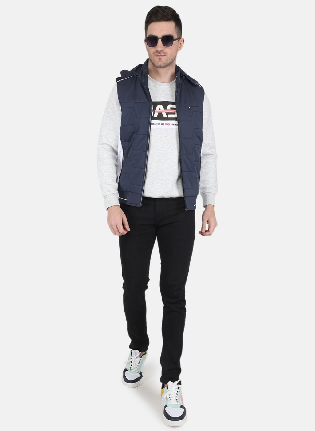 Men NAvy Blue Solid Jacket