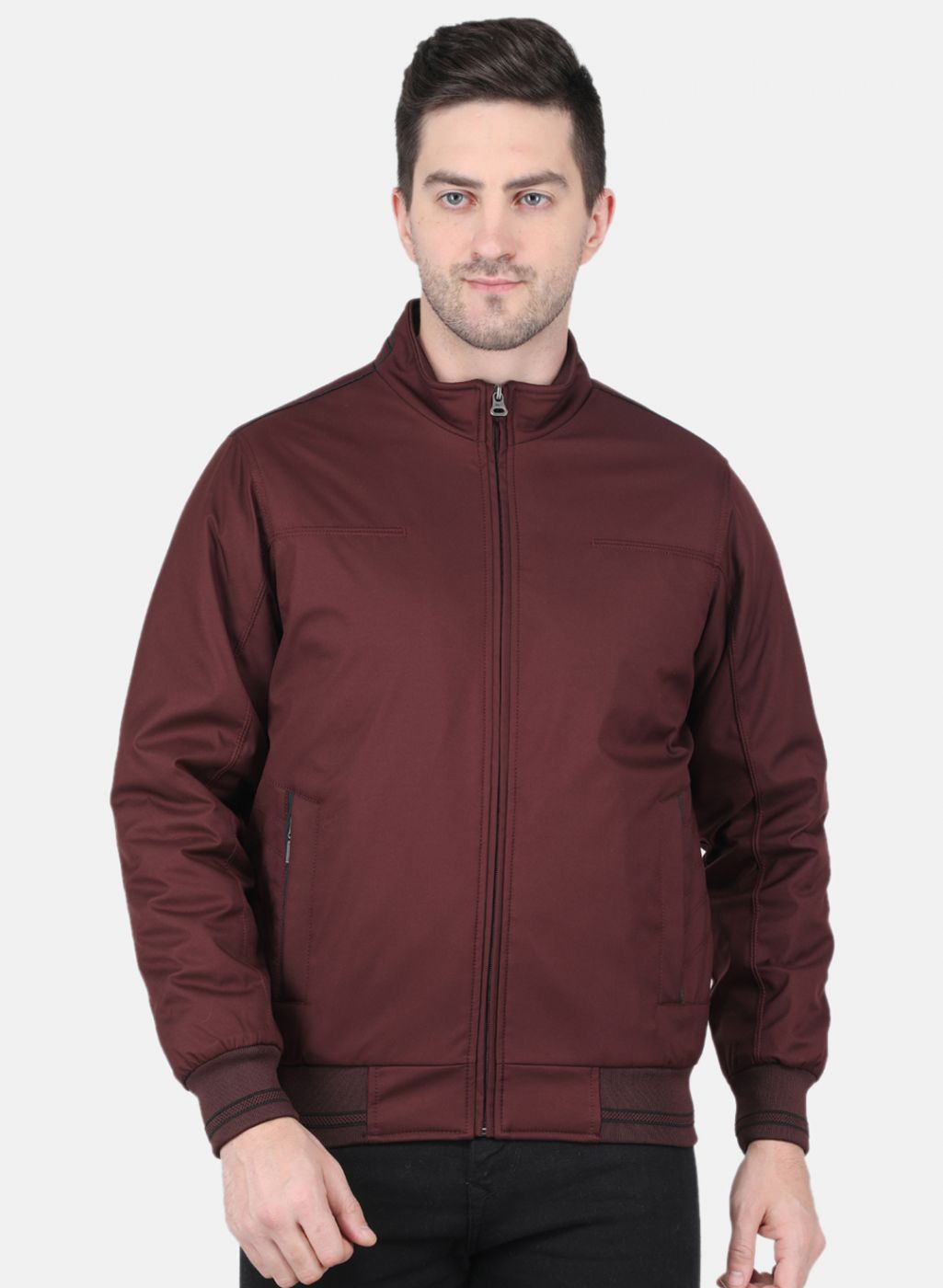 Men Brown Solid Jacket