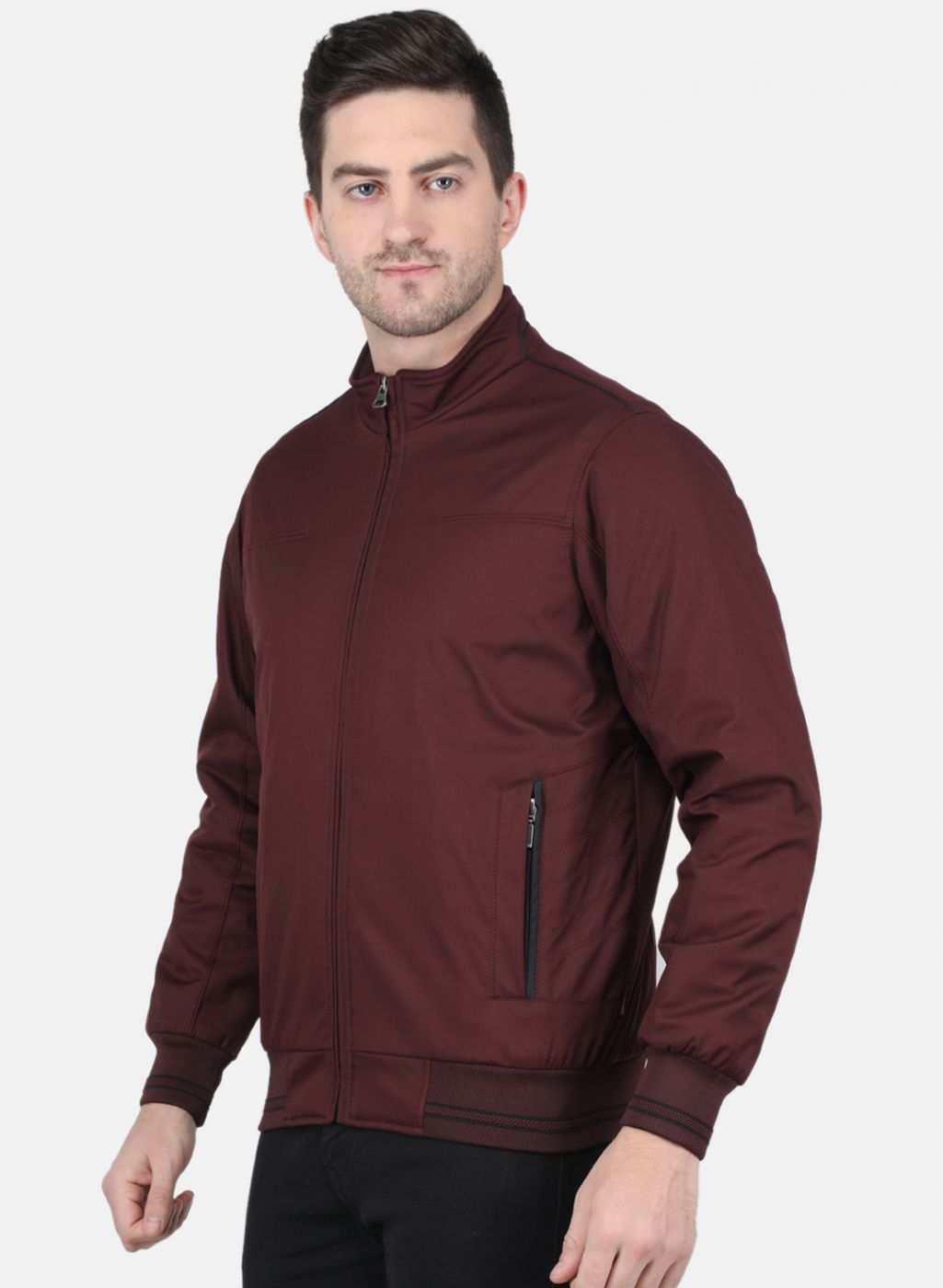 Men Brown Solid Jacket