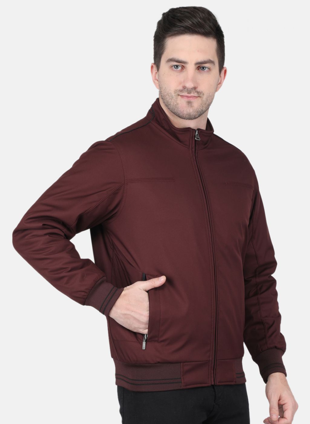 Men Brown Solid Jacket