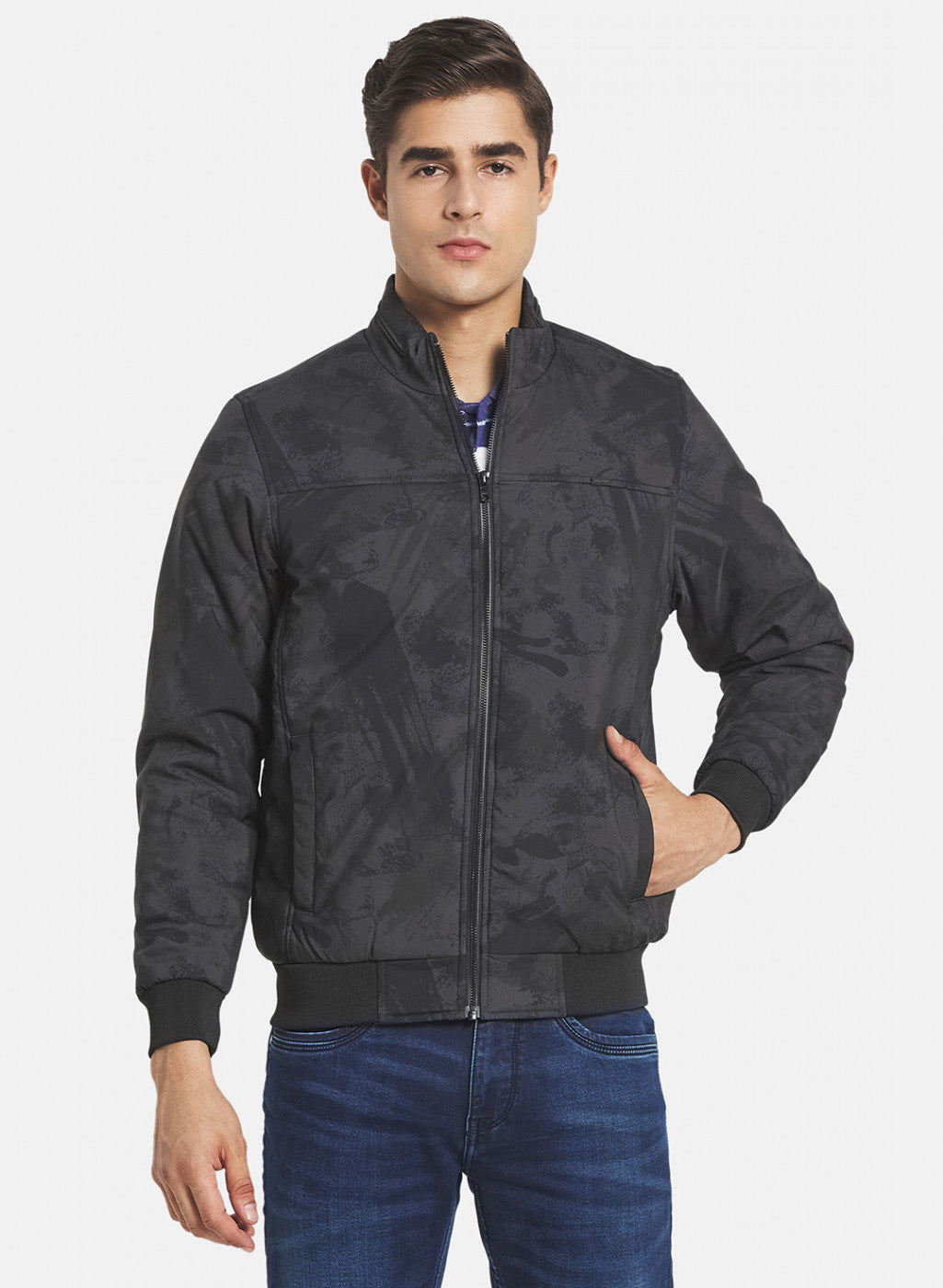 Men Olive Printed Jacket