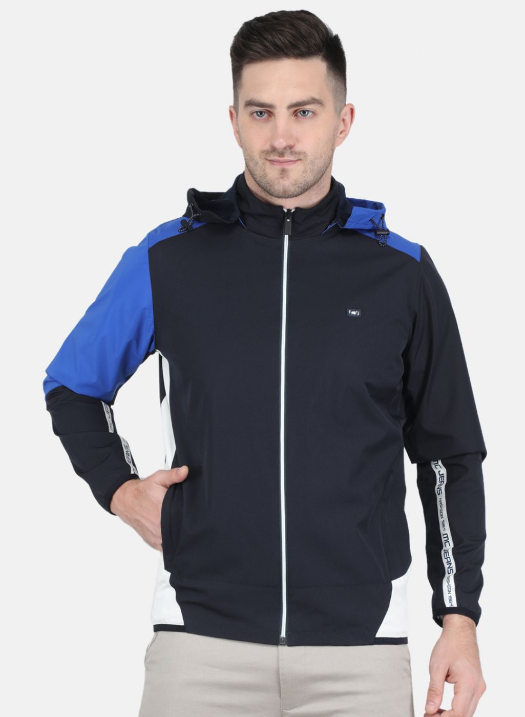 Men NAvy Blue Solid Jacket