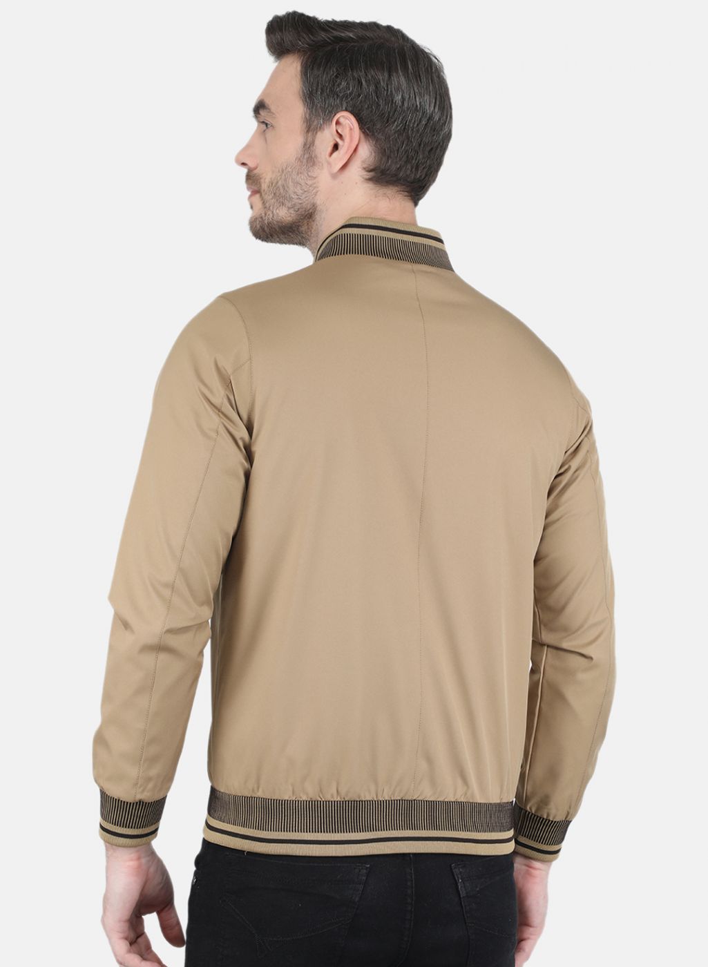 Men Khaki Solid Jacket