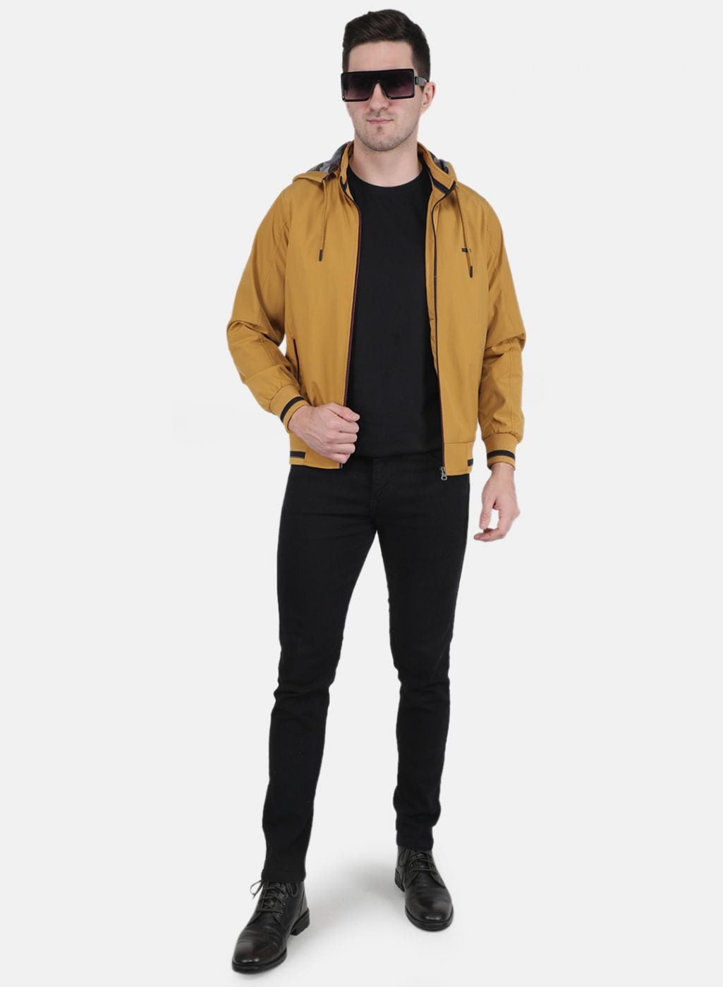 Men Mustard Solid Jacket
