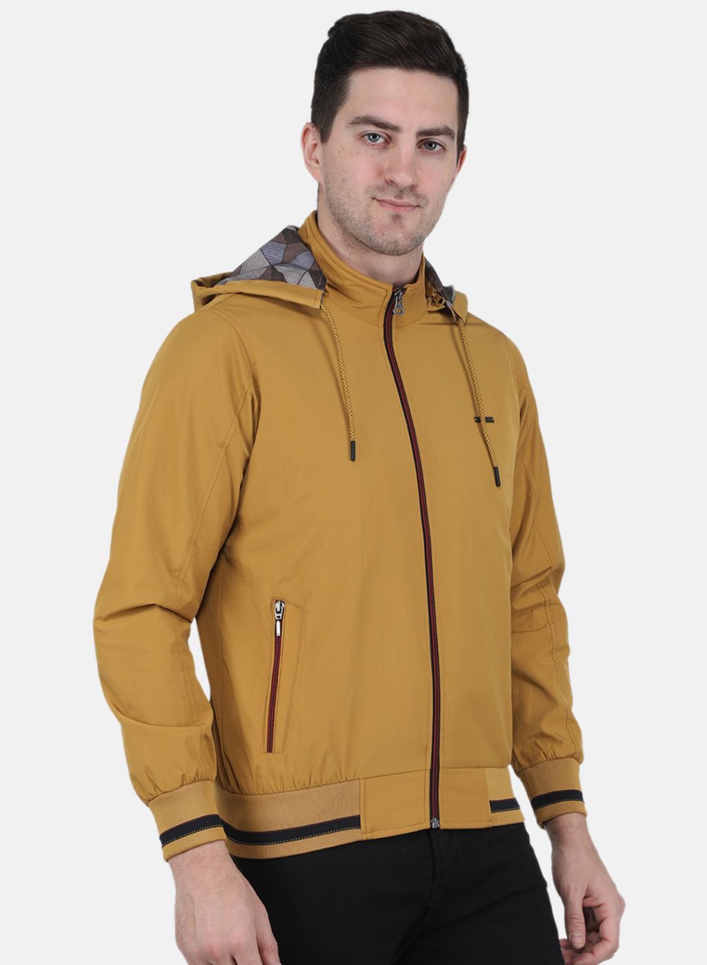 Men Mustard Solid Jacket
