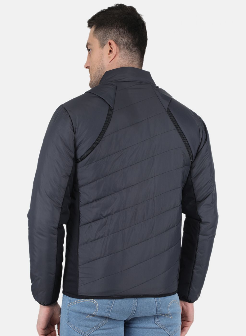 Men NAvy Blue Solid Jacket