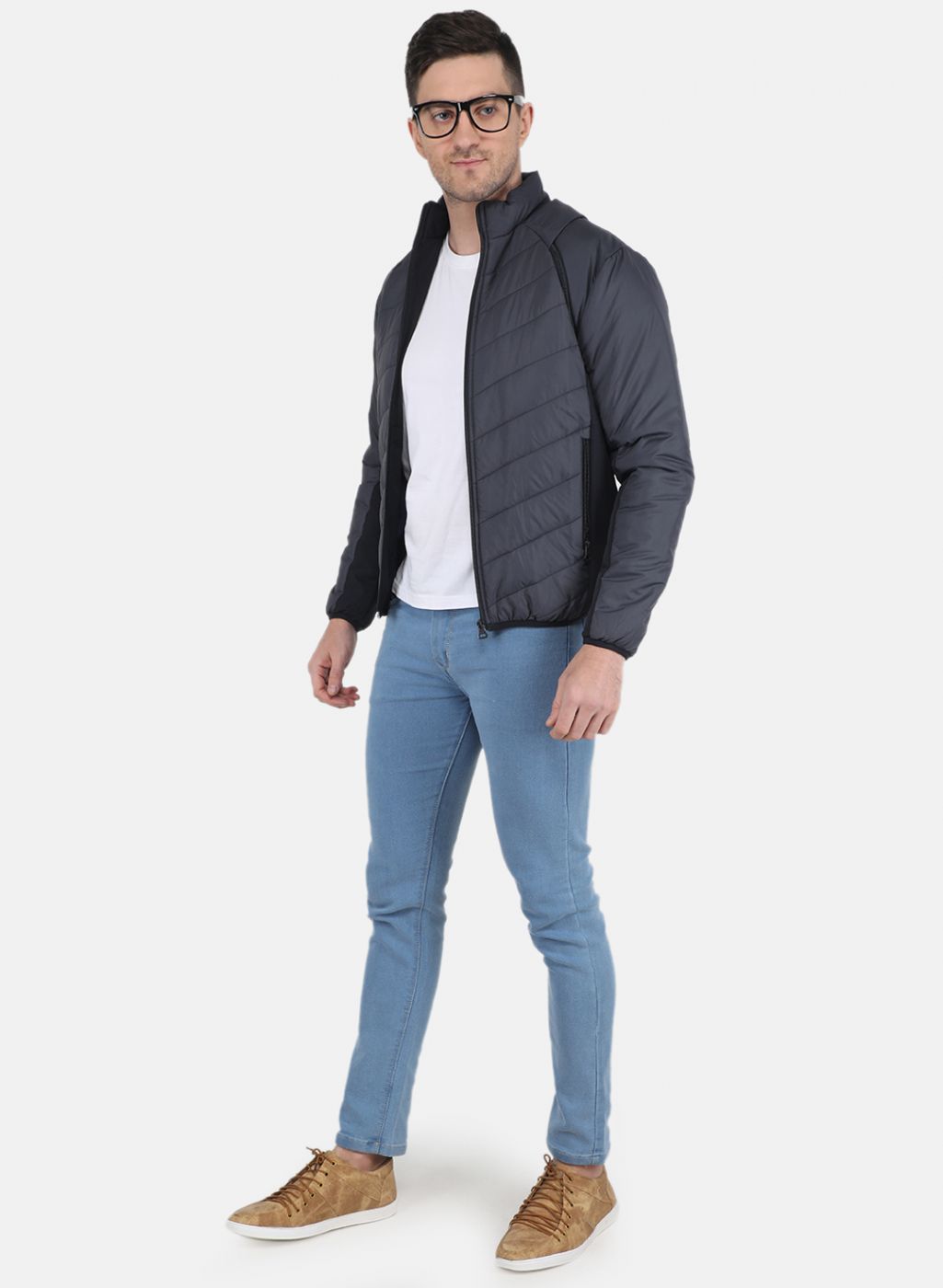 Men NAvy Blue Solid Jacket