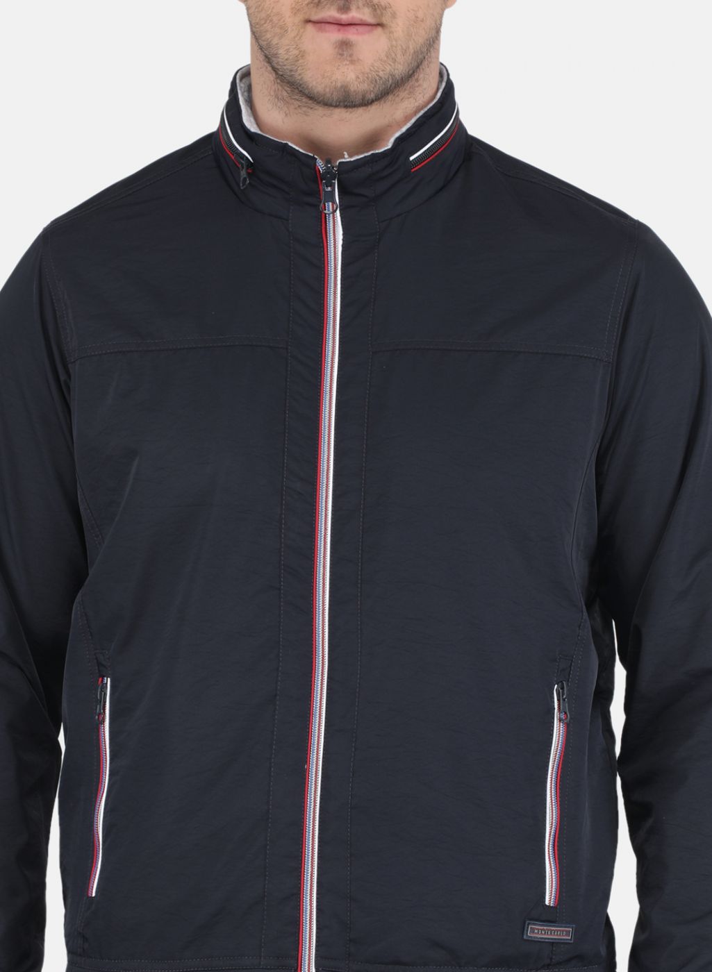 Men NAvy Blue Solid Jacket