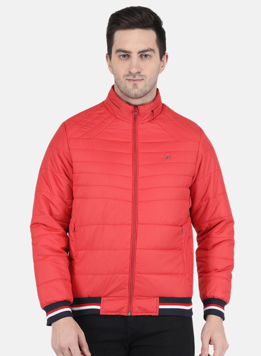 Men Orange Solid Jacket