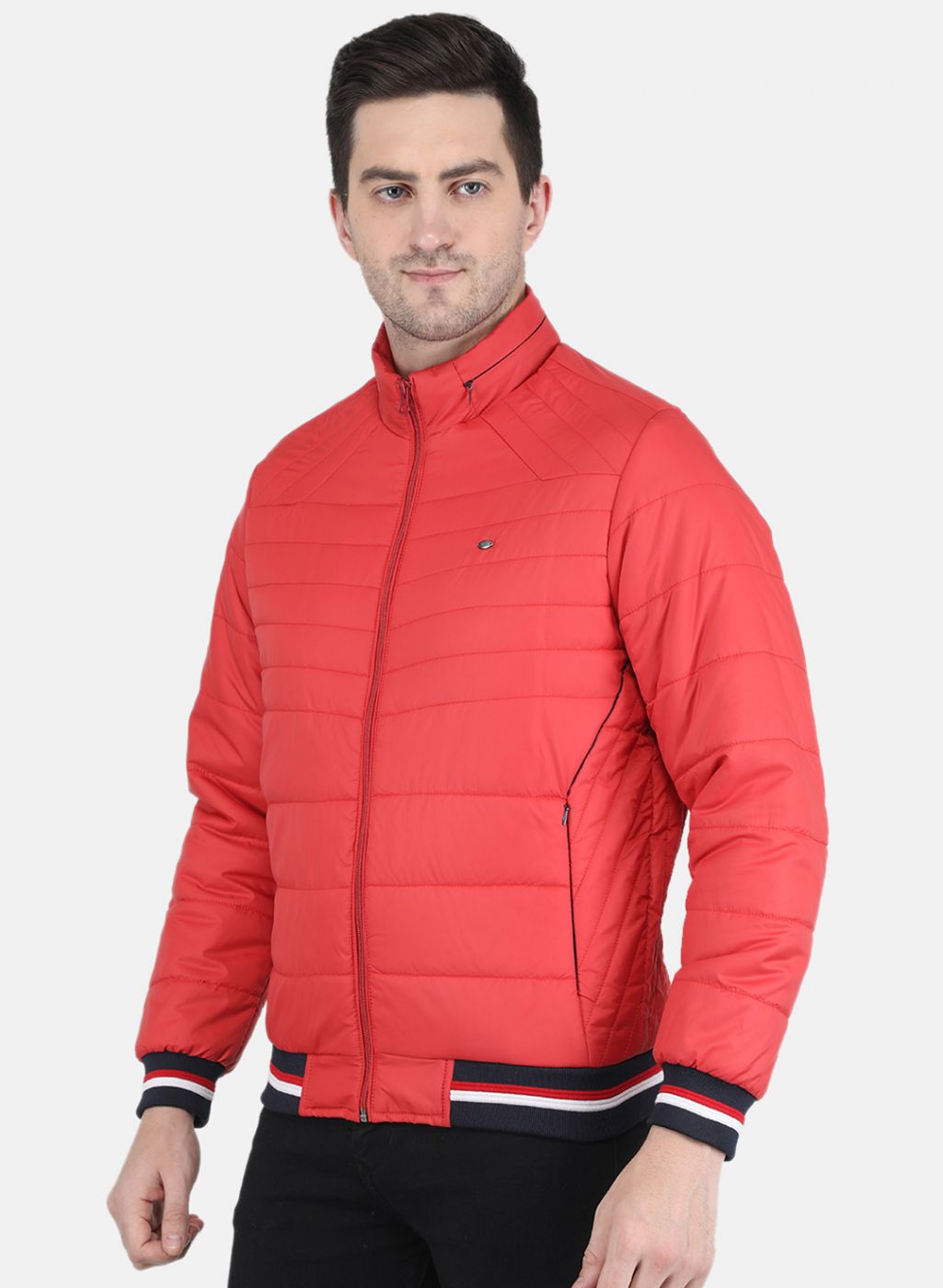 Men Orange Solid Jacket