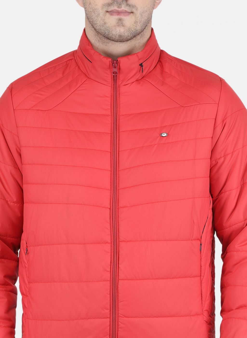 Men Orange Solid Jacket