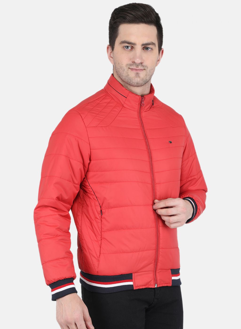 Men Orange Solid Jacket