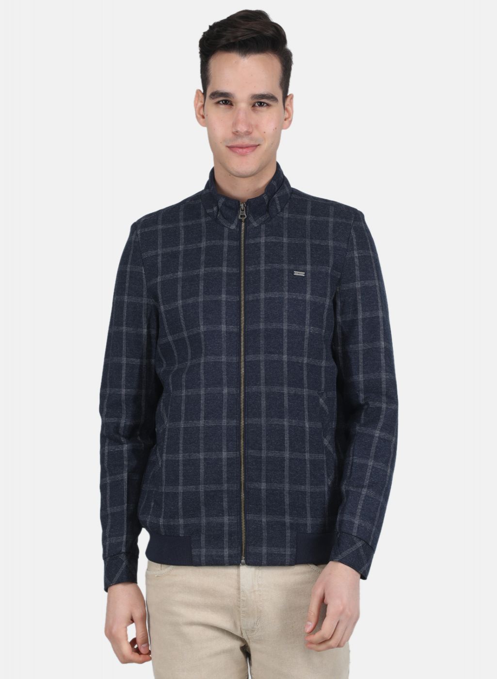Men NAvy Blue Check Coat