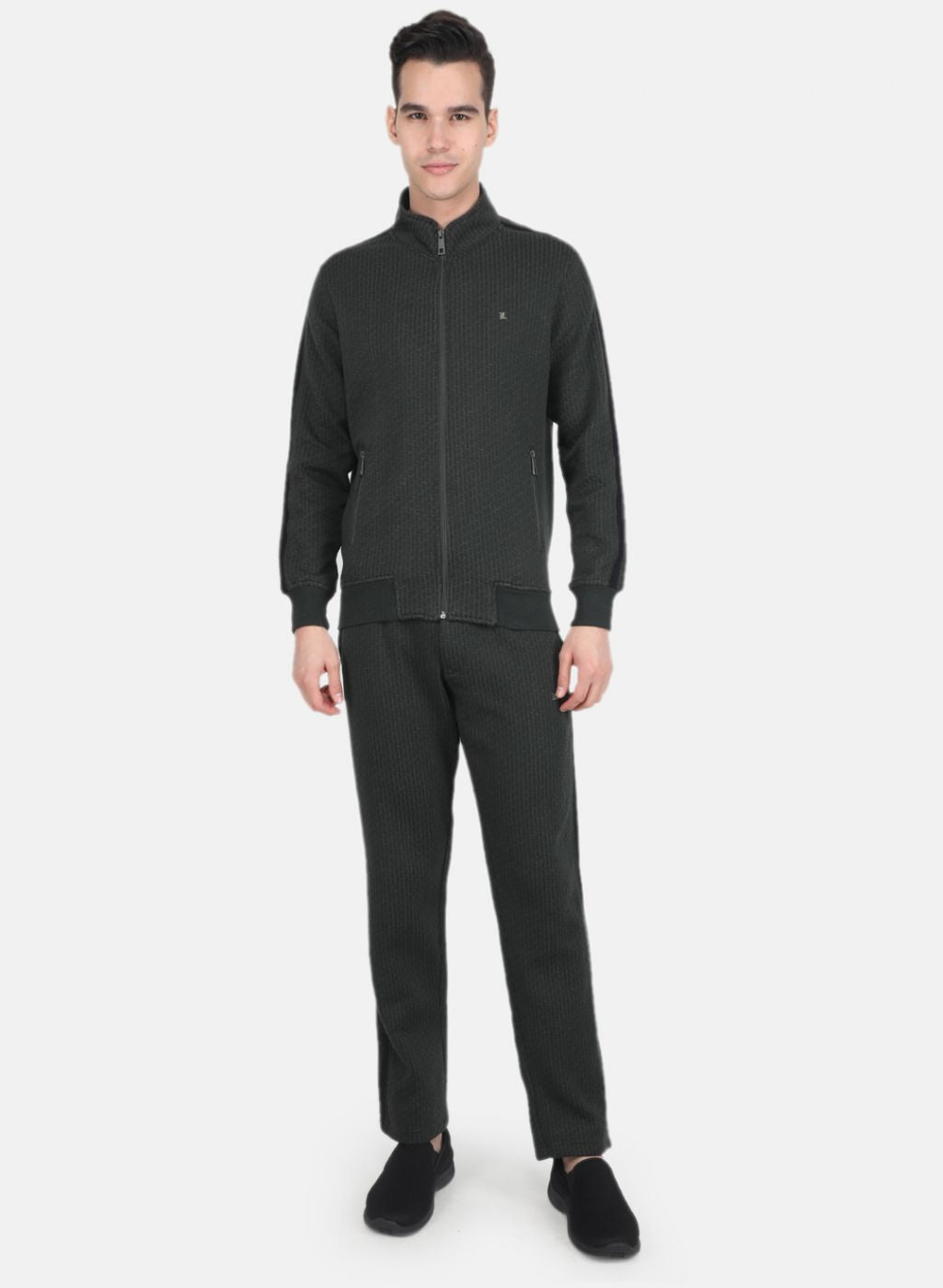 Men Olive Solid Tracksuit