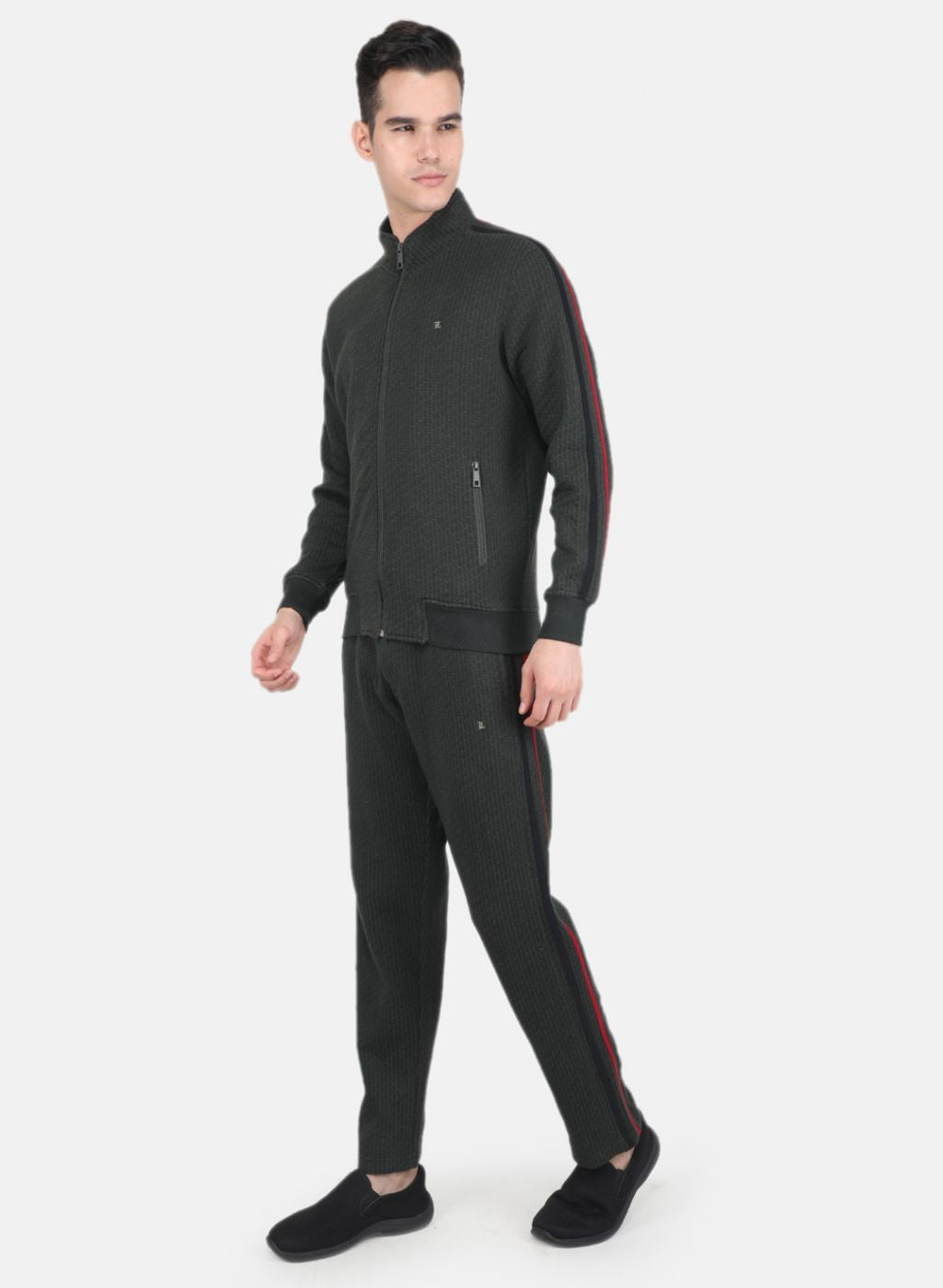 Men Olive Solid Tracksuit