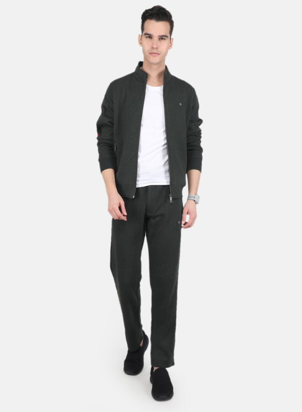 Men Olive Solid Tracksuit