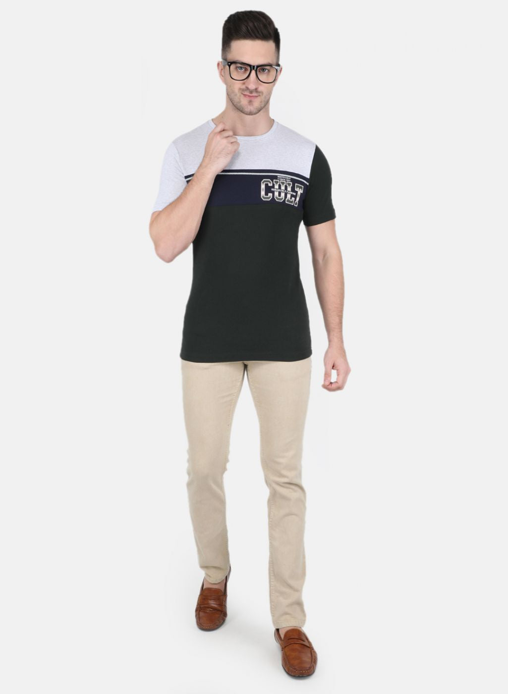 Men Olive Stripe T-Shirt