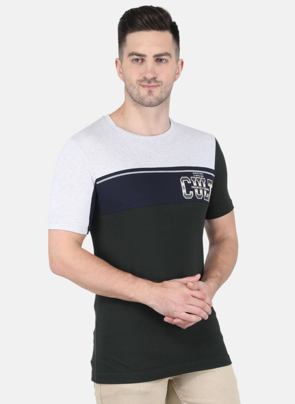 Men Olive Stripe T-Shirt