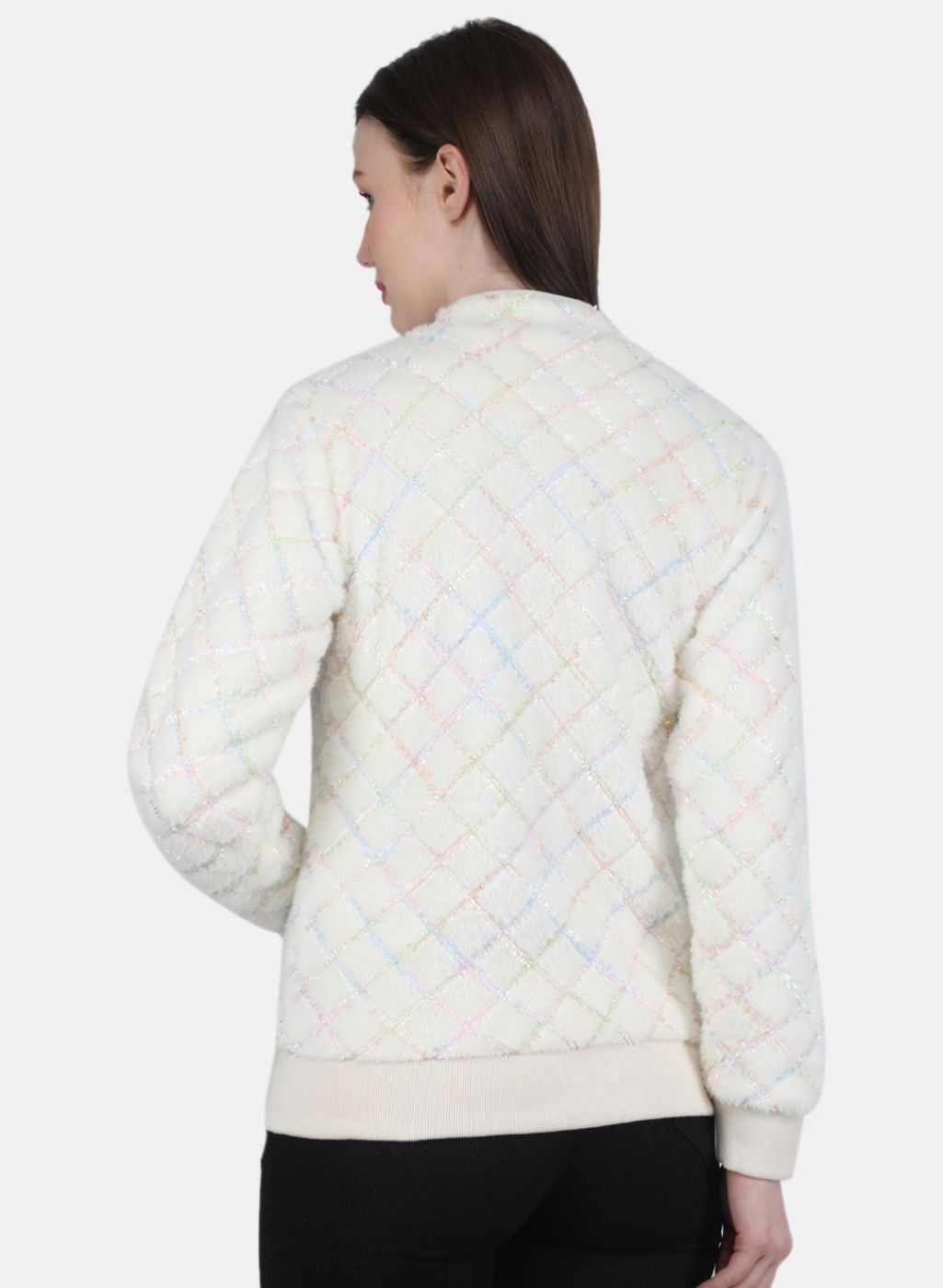 Women Off White Solid Jacket