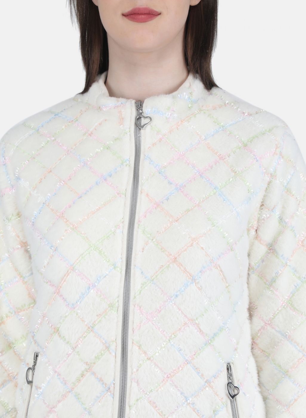 Women Off White Solid Jacket
