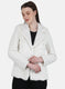 Women Off White Solid Coat