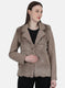 Women Brown Solid Coat
