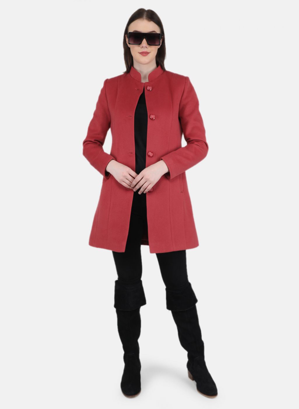 Women Pink Solid Coat