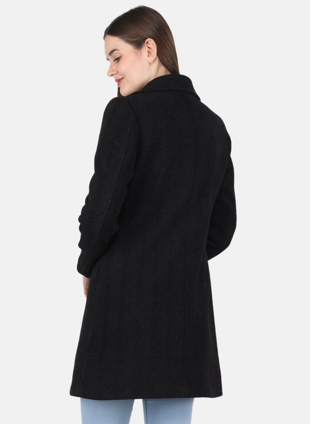 Women Black Solid Coat
