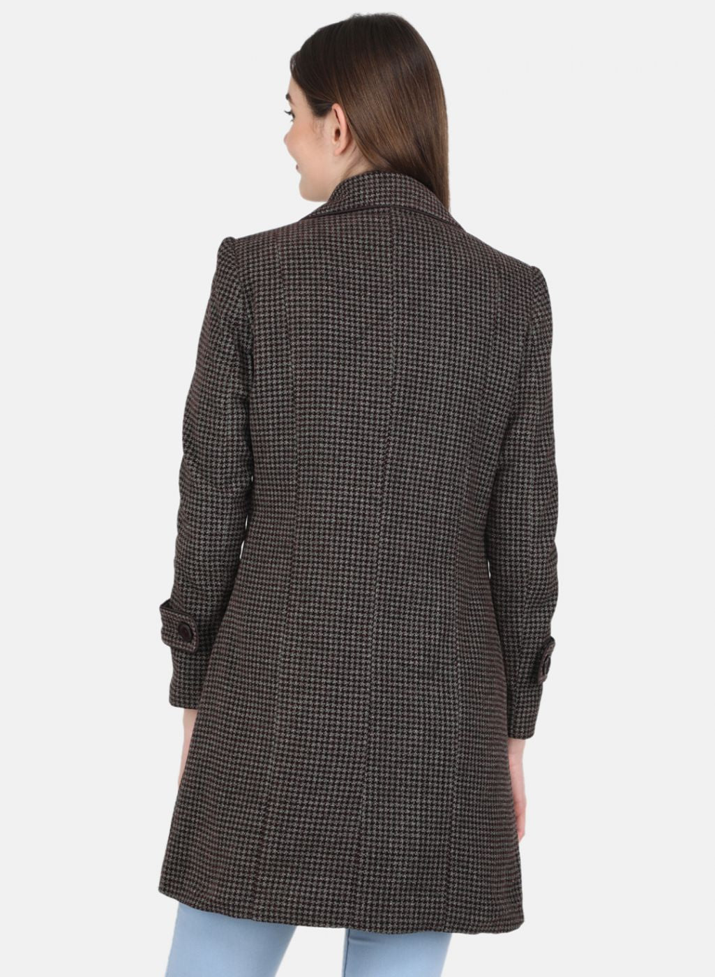Women Grey Self design Coat