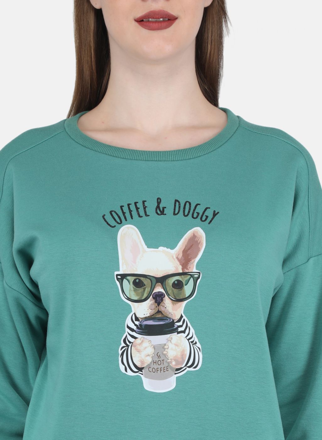 Women Green Printed Sweatshirt