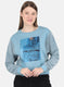 Women Blue Printed Sweatshirt