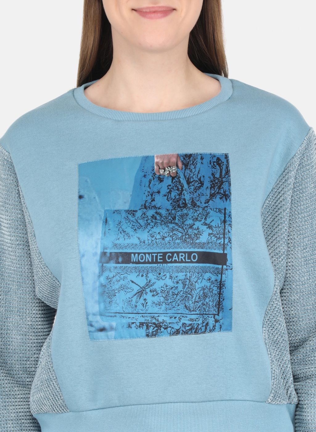 Women Blue Printed Sweatshirt