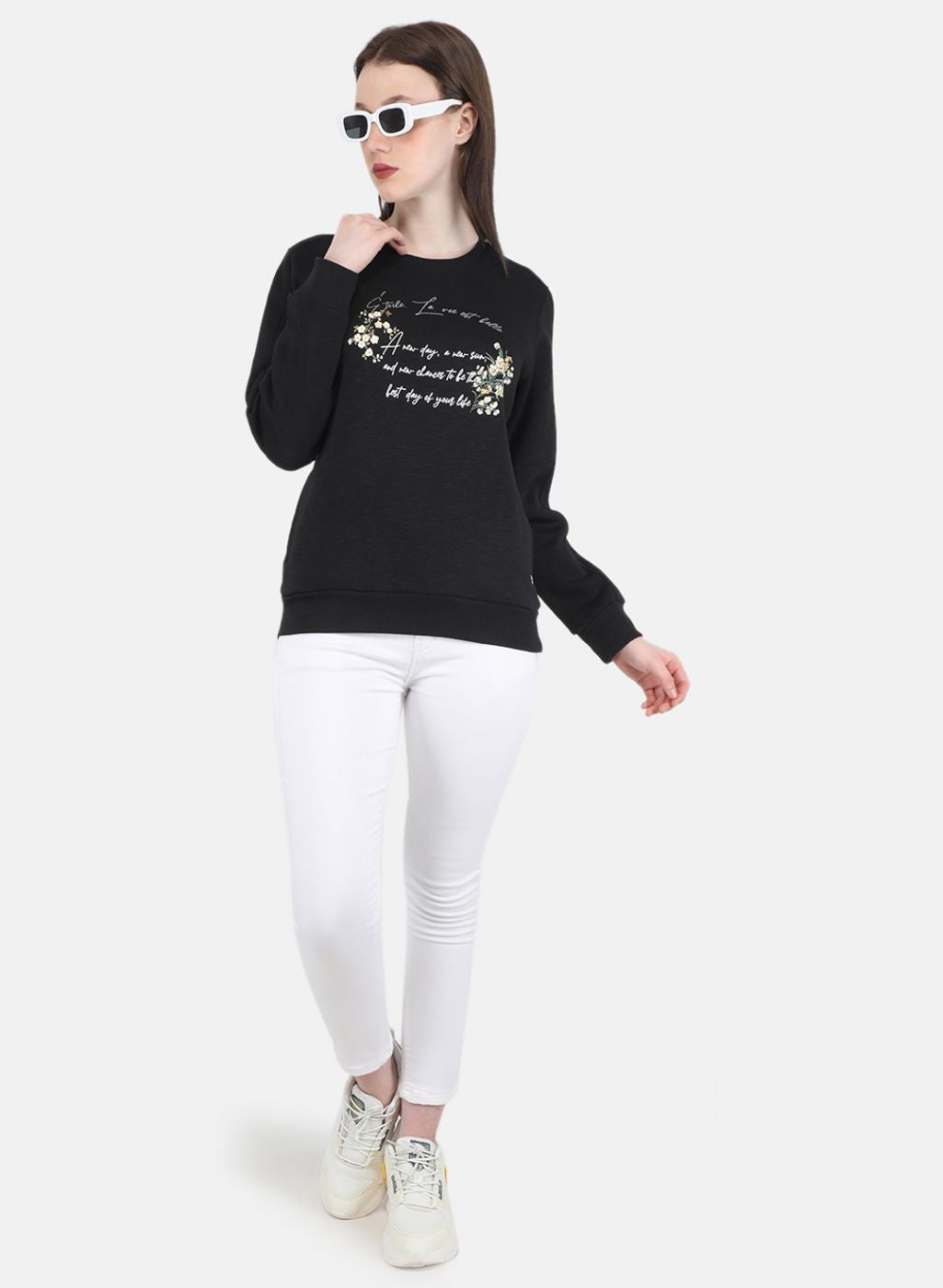 Women Black Printed Sweatshirt