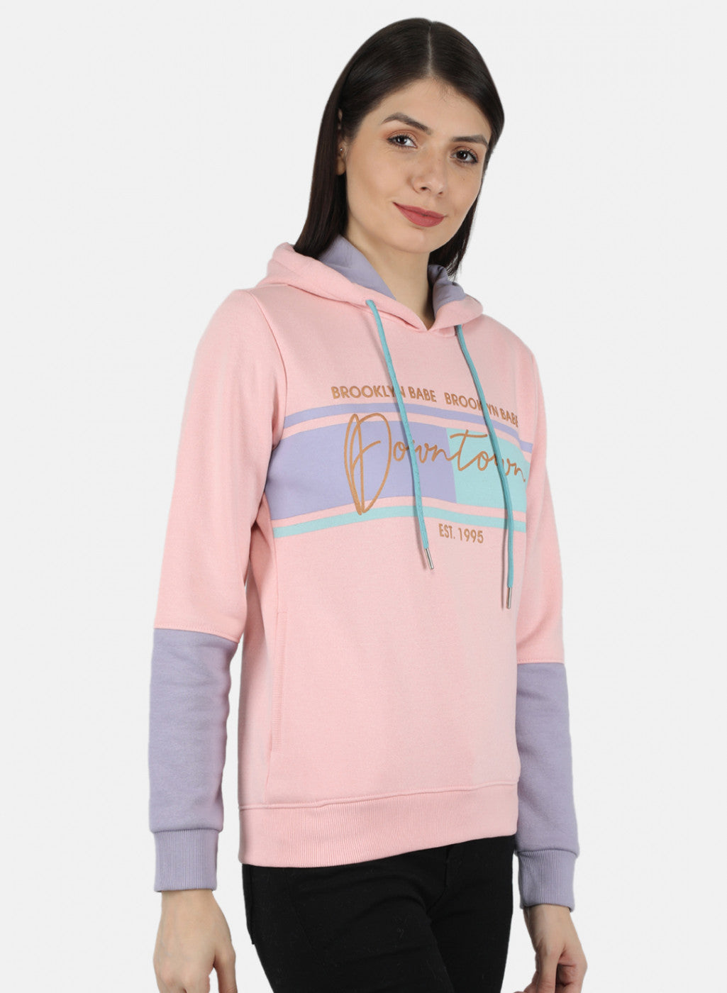Women Pink & Purple Printed Sweatshirt