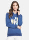 Women Blue Printed Sweatshirt