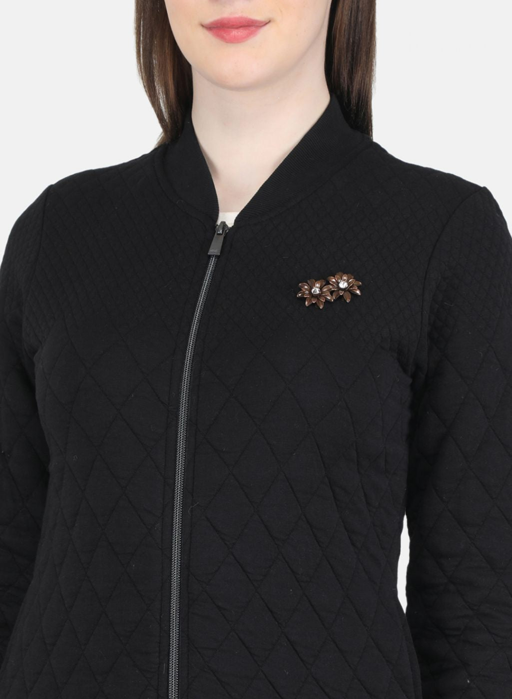 Women Black Zig-Zag Sweatshirt
