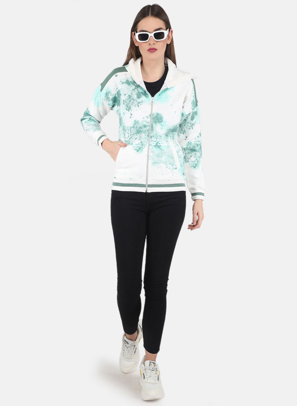 Women Off White Printed Sweatshirt