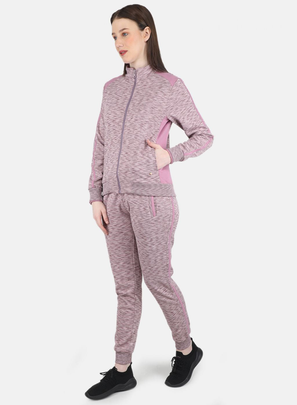 Women Purple Printed Tracksuit