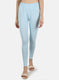 Women Sky Blue Plain Legging