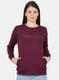 Women Burgundy Embroidered Sweatshirt