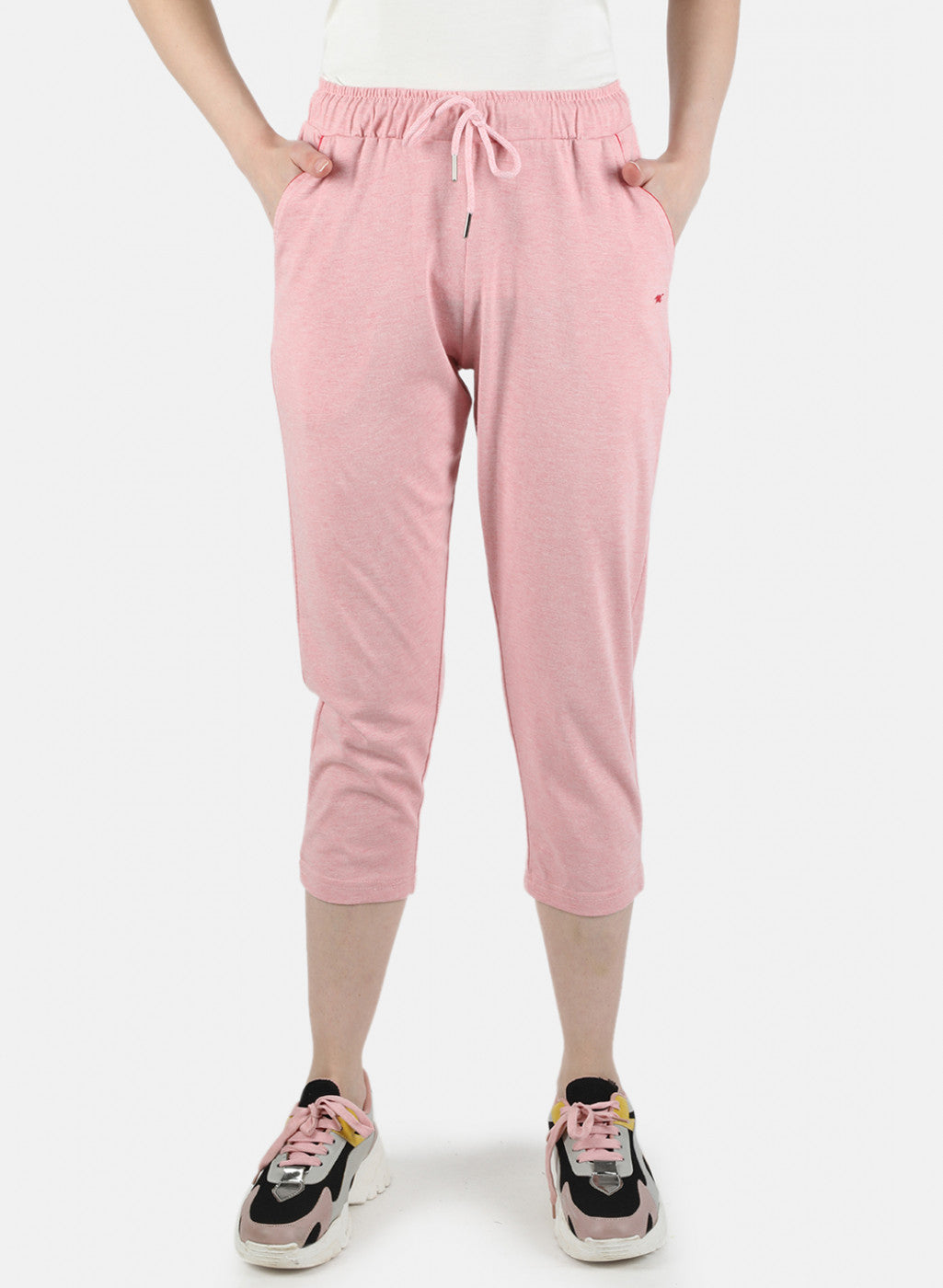 Women Peach Plain Capri