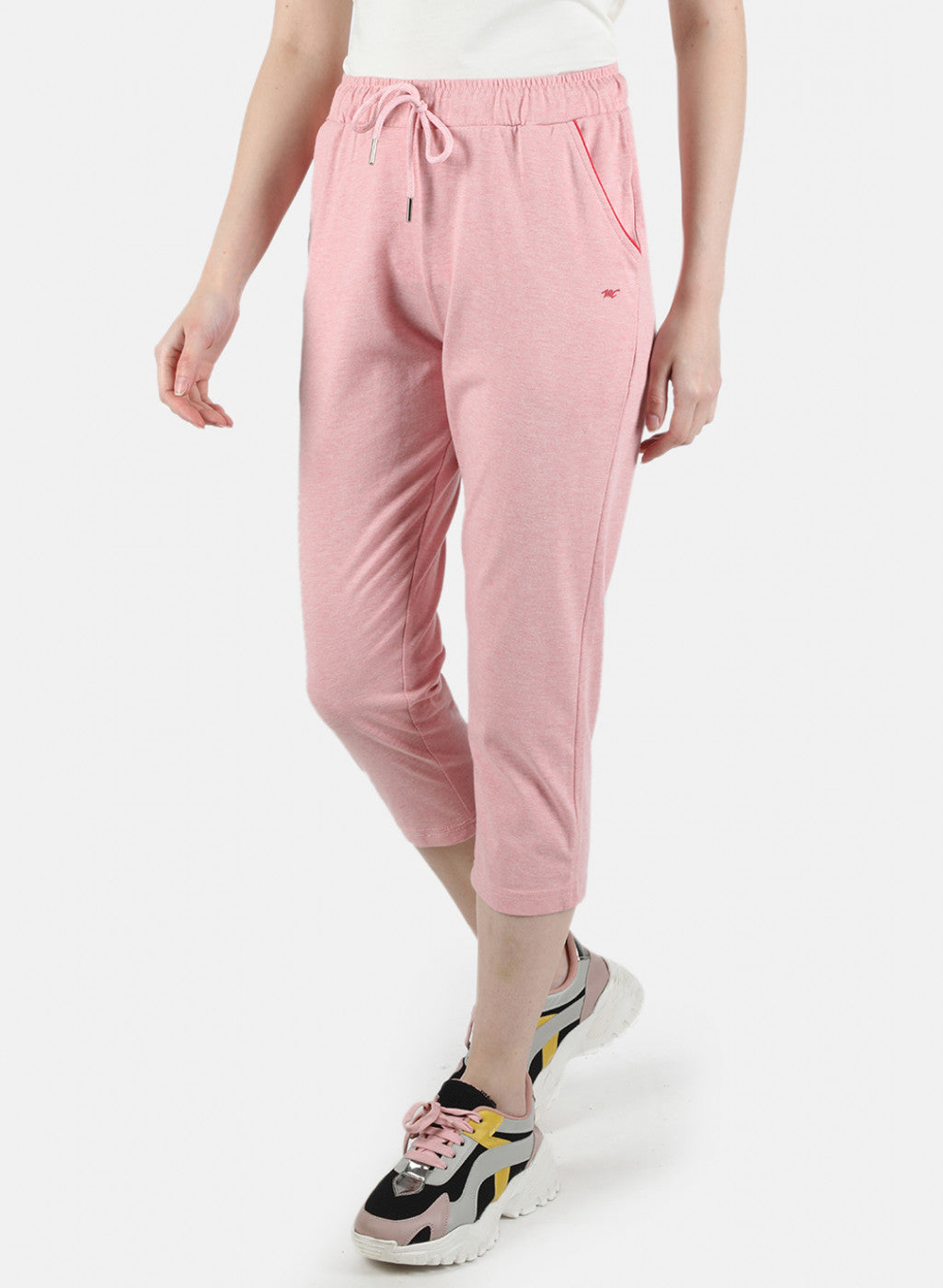 Women Peach Plain Capri