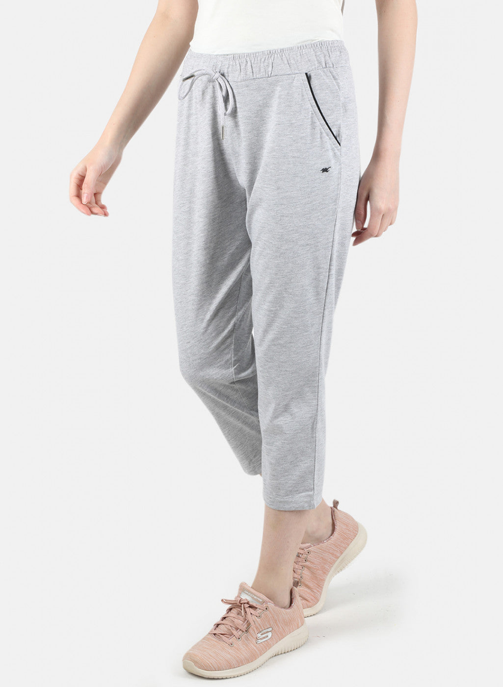 Women Grey Plain Capri