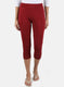 Women Maroon Plain Capri