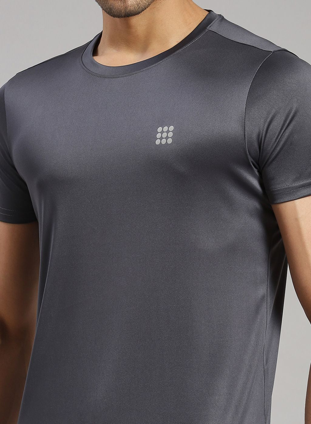 Rock.it Men Grey Solid T-Shirt