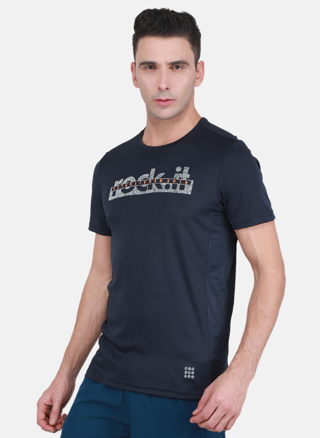Rock-it Men NAvy Blue Printed T-Shirt
