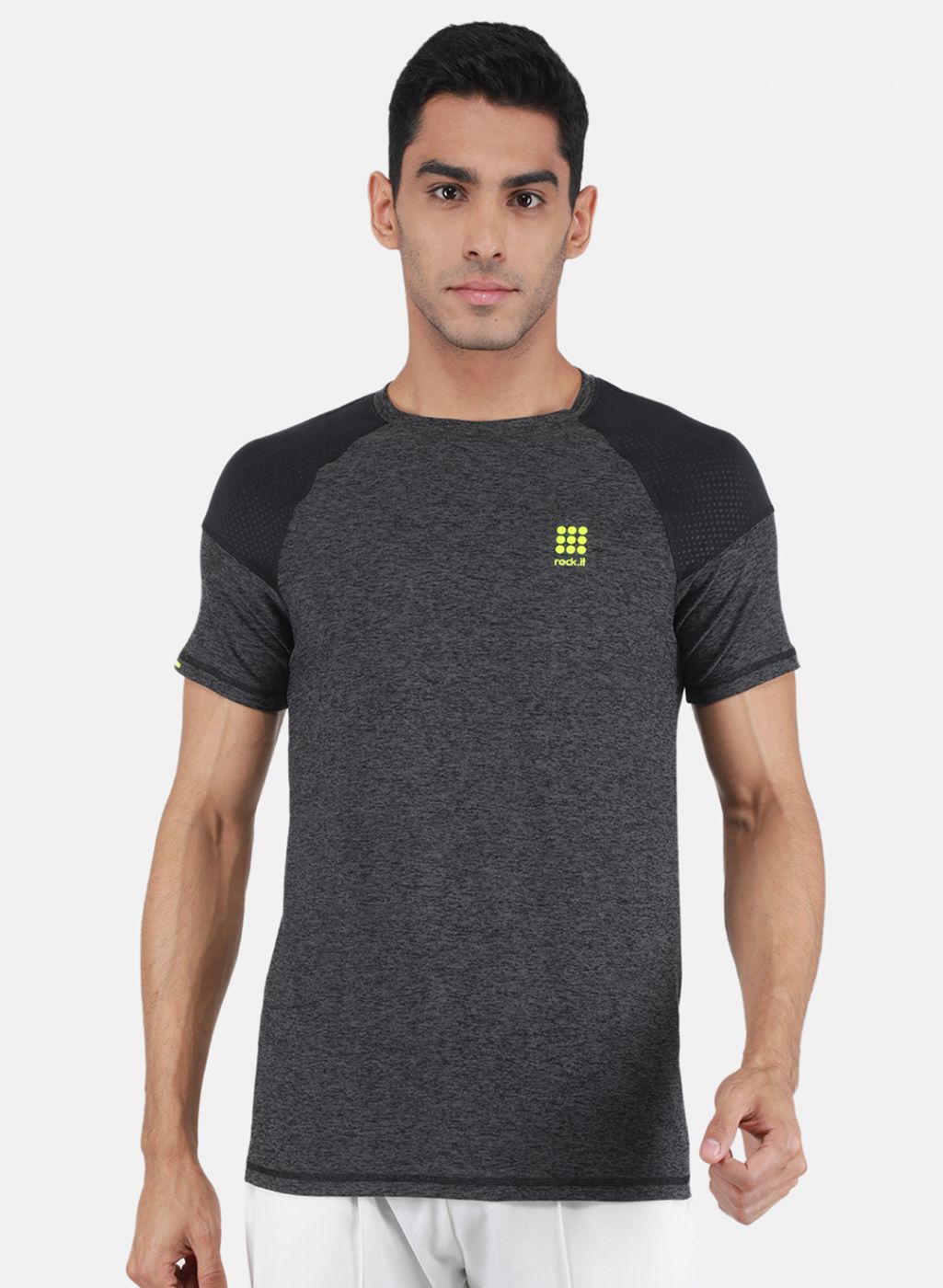 Rock-it Men Grey Solid T-Shirt